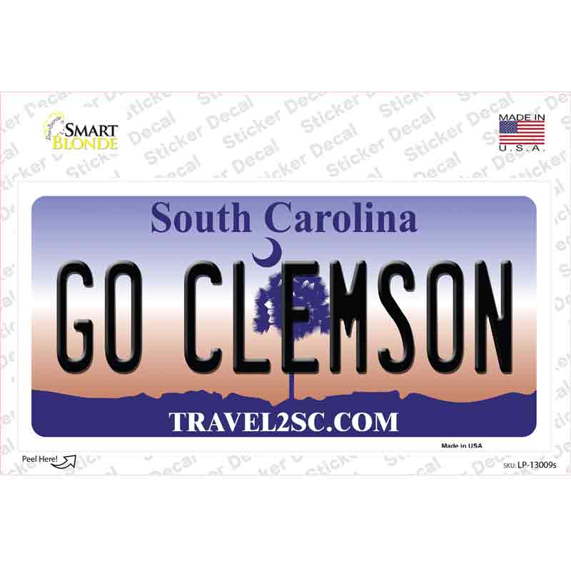 Go Clemson SC Novelty Sticker Decal Small