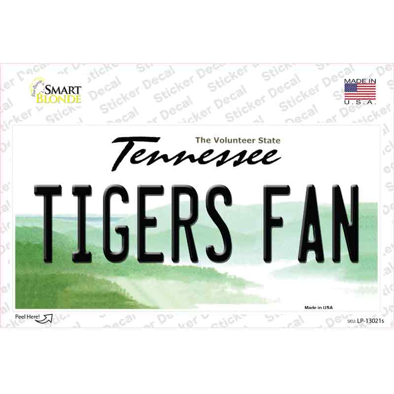 Tennessee Plate Tigers Fan TN Novelty Sticker Decal Small