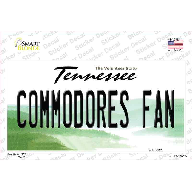 Commodores Fan TN Novelty Sticker Decal Small