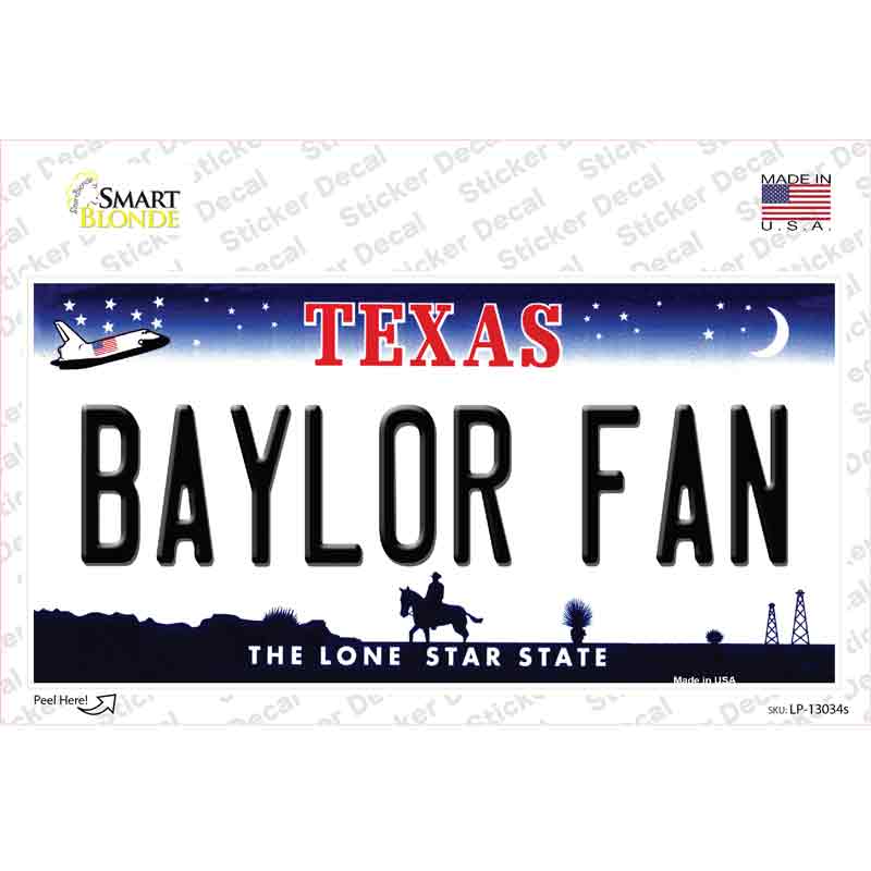 Baylor Fan TX Novelty Sticker Decal Small