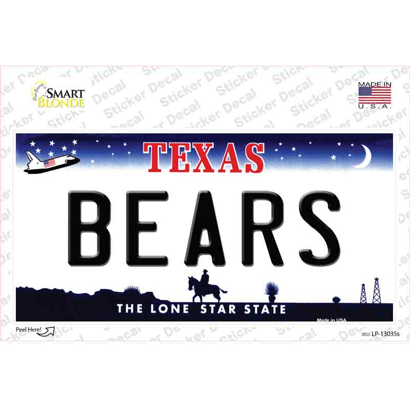 Bears TX Novelty Sticker Decal Small