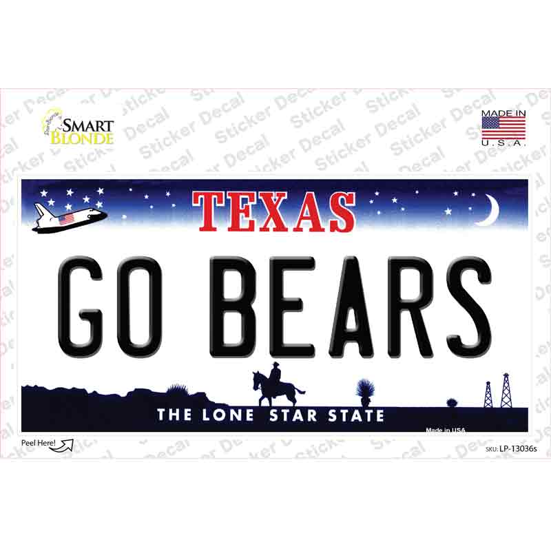 Go Bears TX Novelty Sticker Decal Small