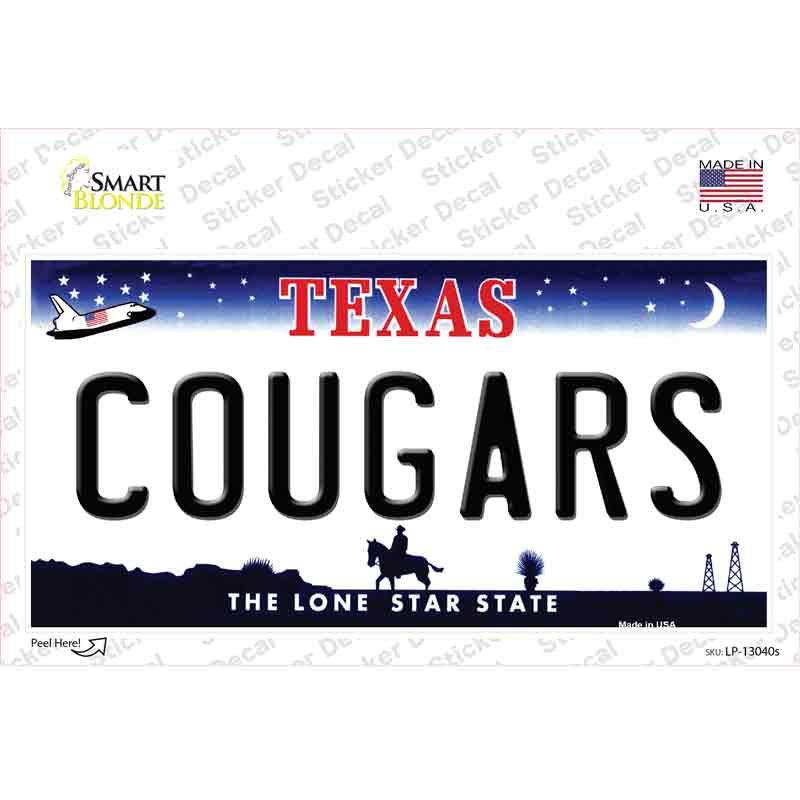 Cougars TX Novelty Sticker Decal Small