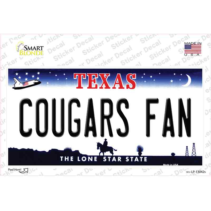 Cougars Fan TX Novelty Sticker Decal Small