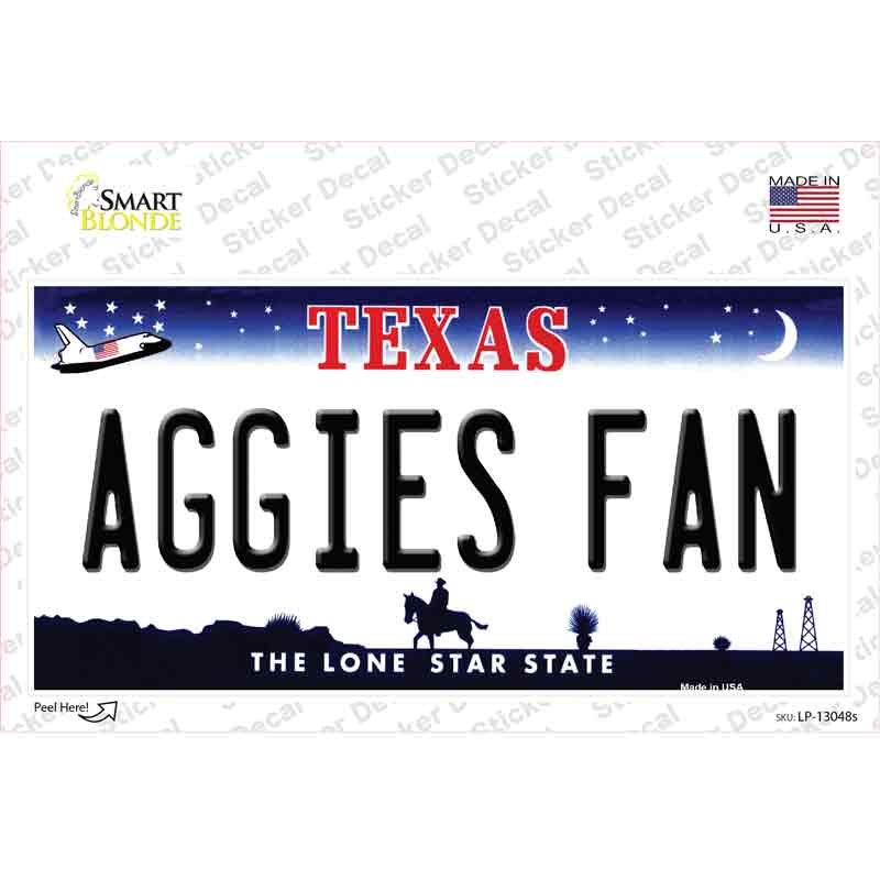 Aggies Fan TX Novelty Sticker Decal Small