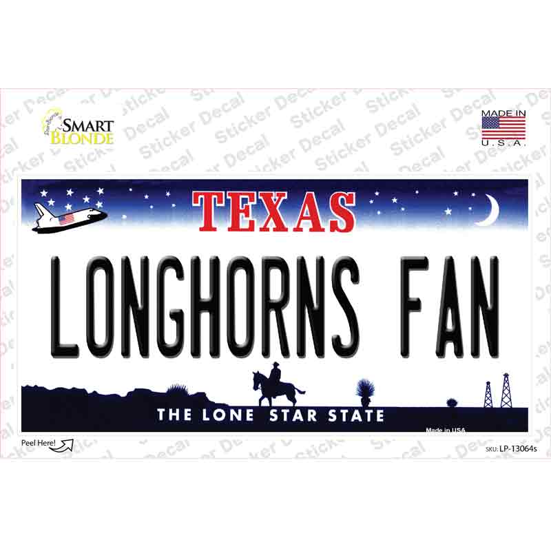 Longhorns Fan TX Novelty Sticker Decal Small