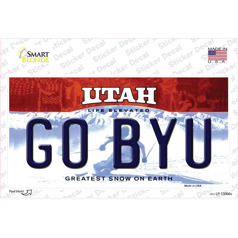Go BYU UT Novelty Sticker Decal