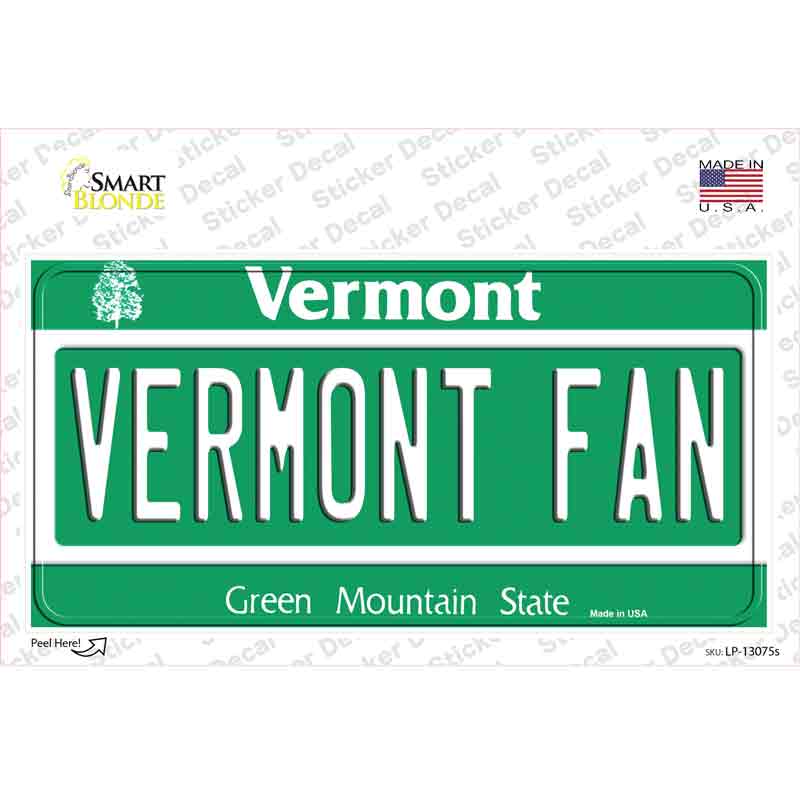 Vermont Fan VT Novelty Sticker Decal Small