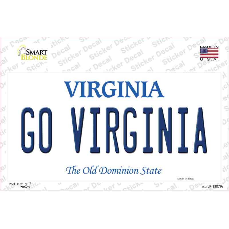 Go Virginia VA Novelty Sticker Decal Small