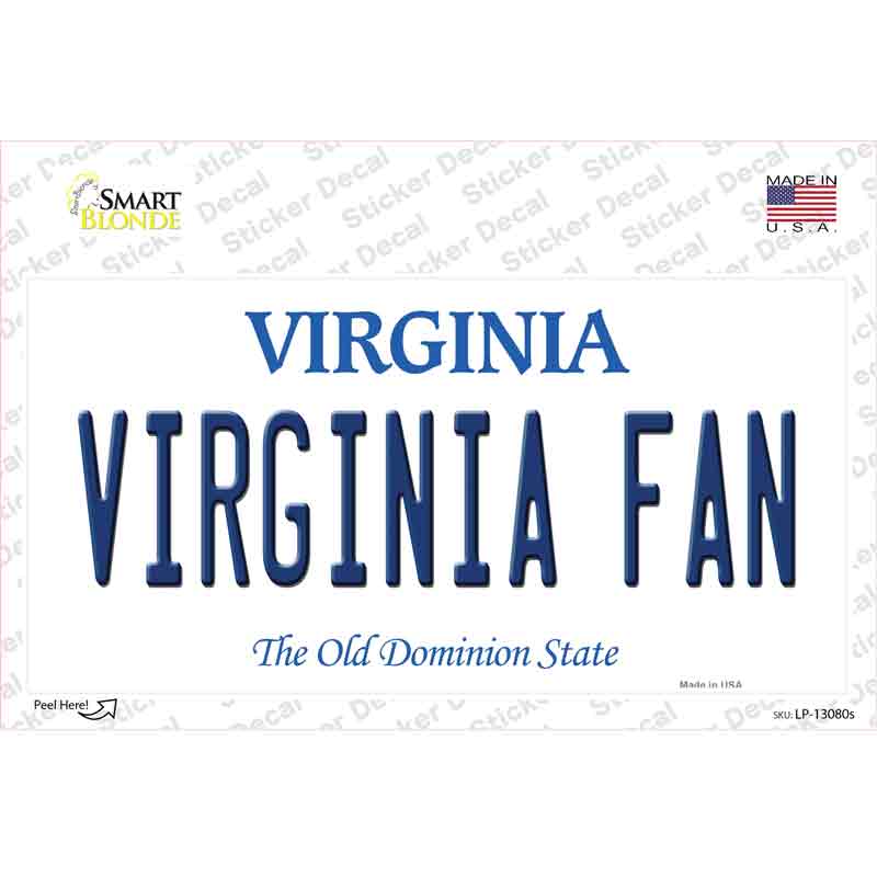 Virginia Fan VA Novelty Sticker Decal Small