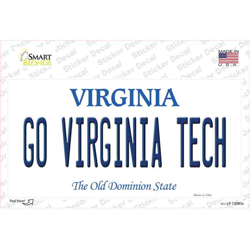 Go Virginia Tech VA Novelty Sticker Decal Small