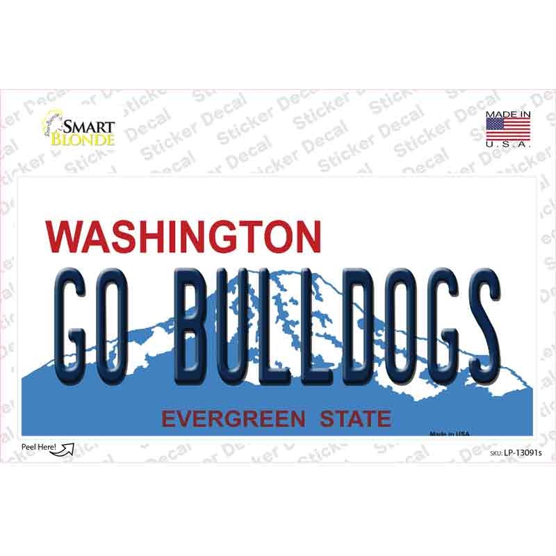 Washington Plate Go Bulldogs WA Novelty Sticker Decal Small