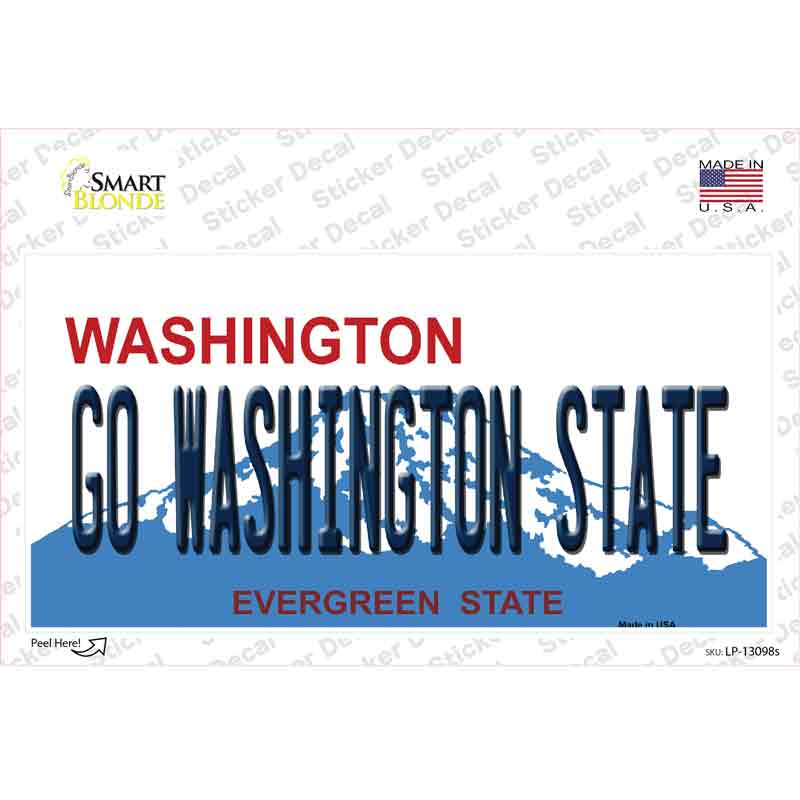 Go Washington State Novelty Sticker Decal Small