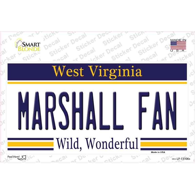 Marshall Fan Novelty Sticker Decal Small