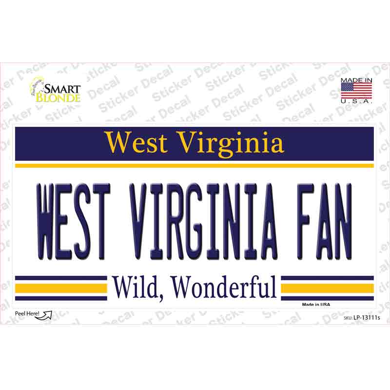 West Virginia Fan Novelty Sticker Decal Small