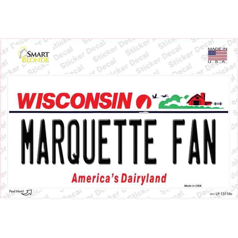 Marquette Fan Novelty Sticker Decal Small