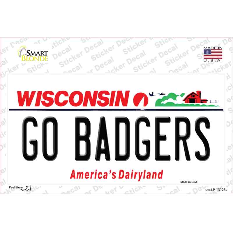 Go Badgers Novelty Sticker Decal Small