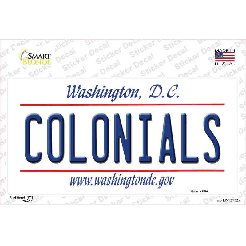 Colonials Novelty Sticker Decal Small