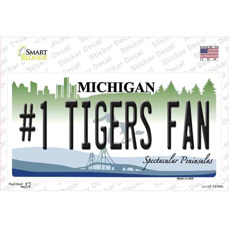 Number 1 Tigers Fan Novelty Sticker Decal Small