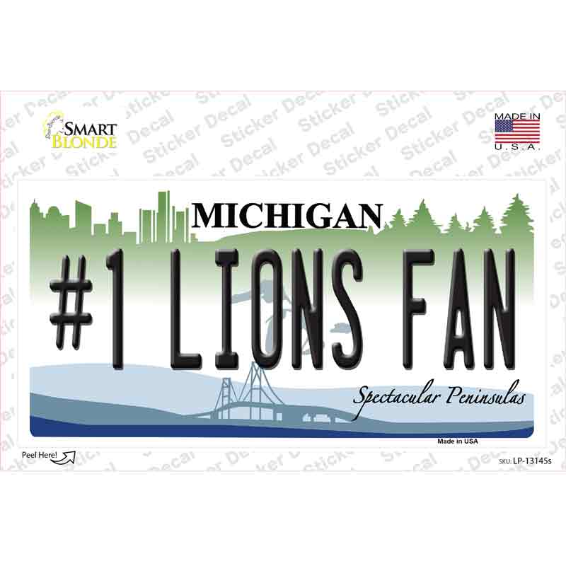 Number 1 Lions Fan Novelty Sticker Decal Small