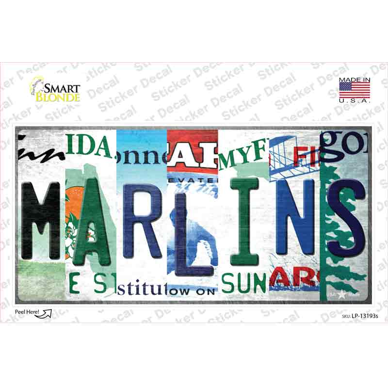 Marlins Strip Art Novelty Sticker Decal Small