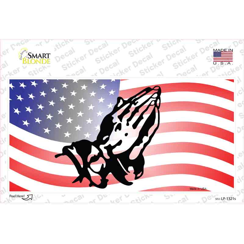 American Flag Praying Hands Novelty Sticker Decal Small