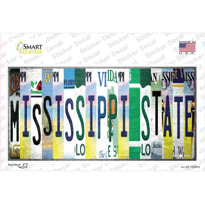 Mississippi State Strip Art Novelty Sticker Decal
