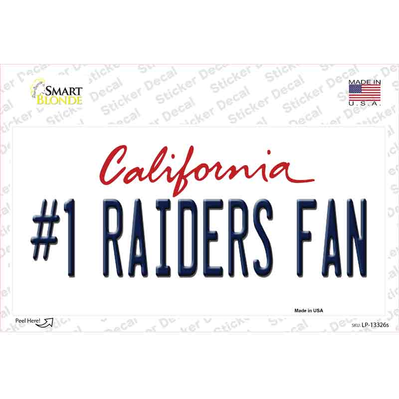 Number 1 Raiders Fan California Novelty Sticker Decal Small