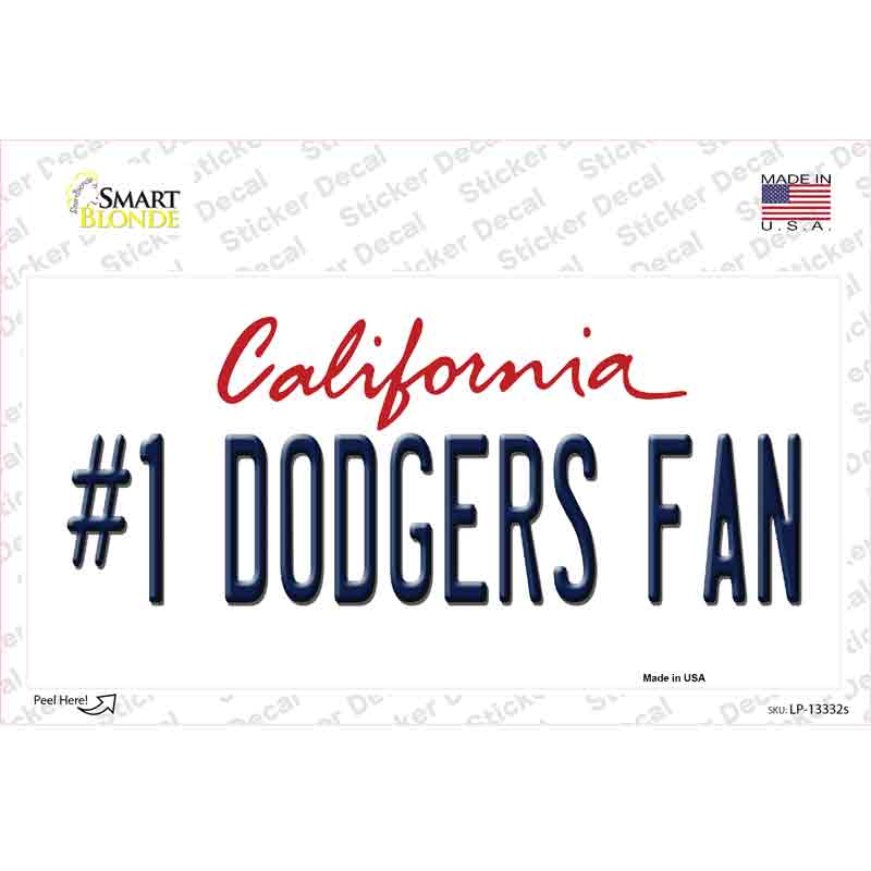 Number 1 Dodgers Fan Novelty Sticker Decal Small