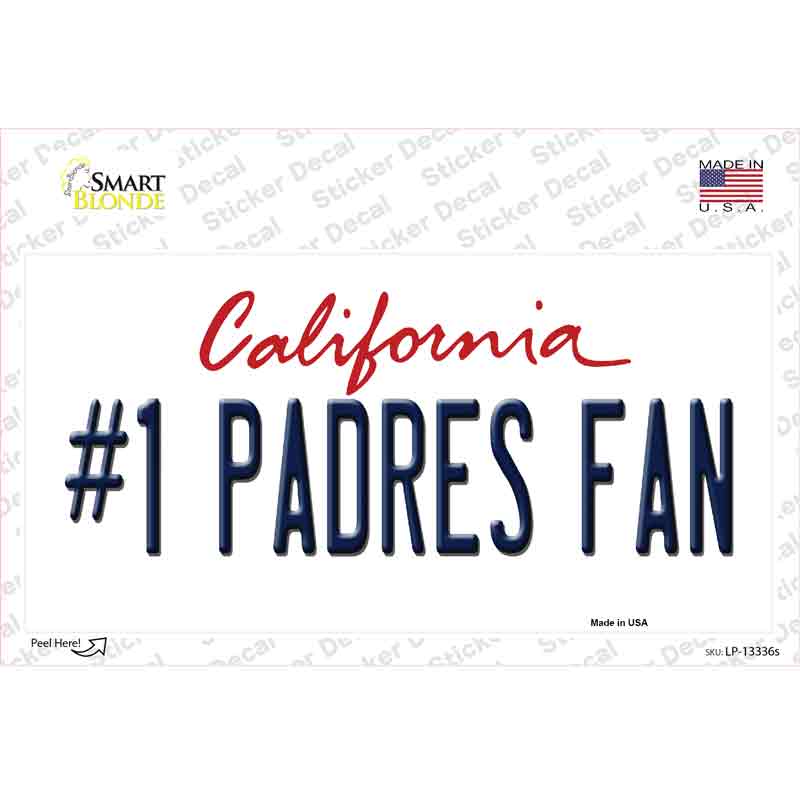 Number 1 Padres Fan Novelty Sticker Decal Small