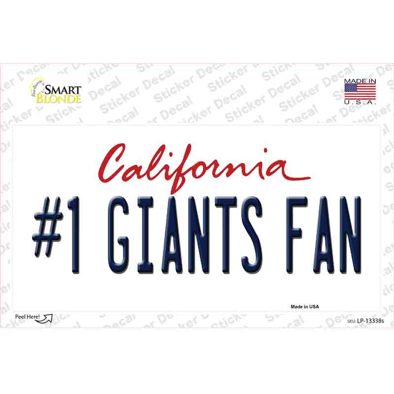 Number 1 Giants Fan Novelty Sticker Decal