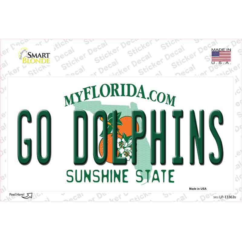 Go Dolphins Novelty Sticker Decal Small