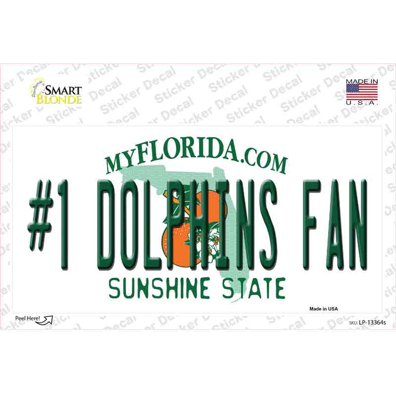 Number 1 Dolphins Fan Novelty Sticker Decal Small