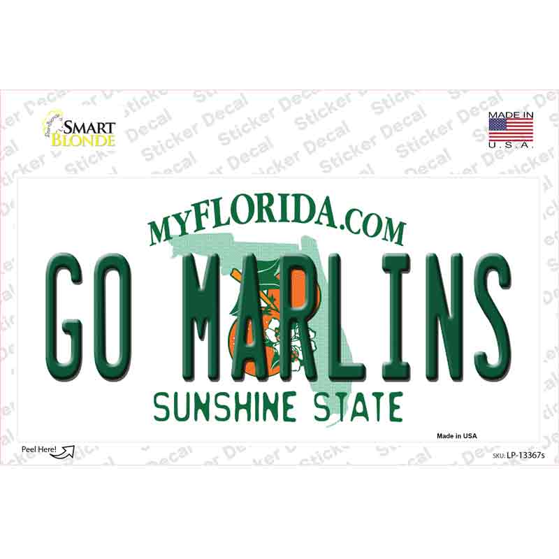 Go Marlins Novelty Sticker Decal Small