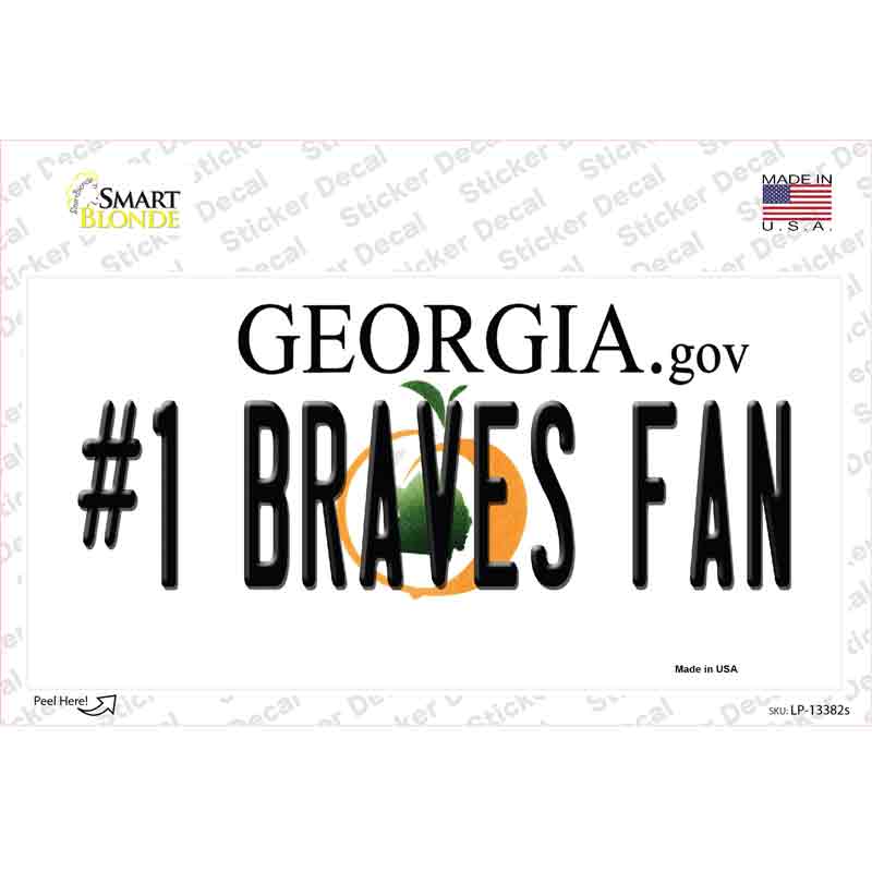 Number 1 Braves Fan Novelty Sticker Decal Small