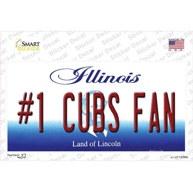 Number 1 Cubs Fan Novelty Sticker Decal Small