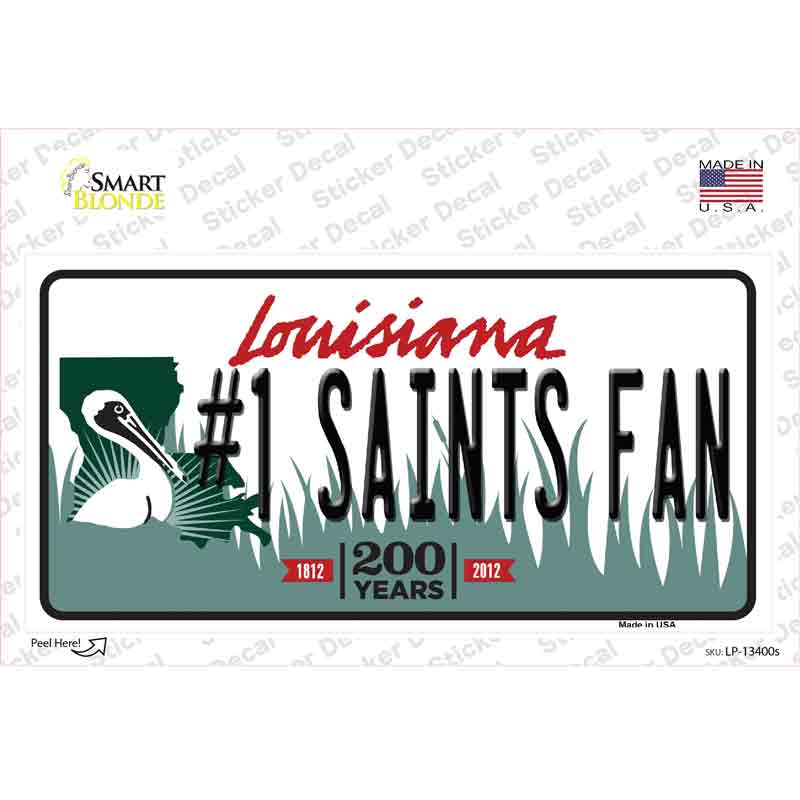 Number 1 Saints Fan Novelty Sticker Decal Small