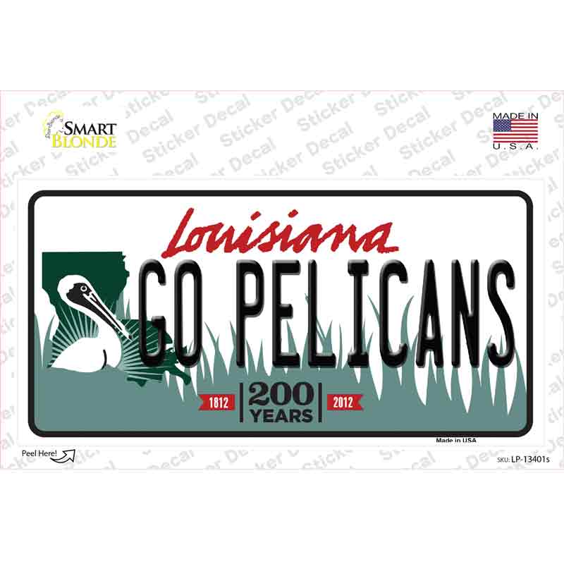 Go Pelicans Novelty Sticker Decal Small