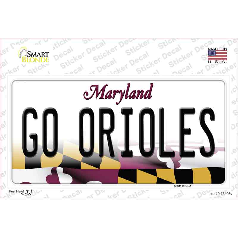 Go Orioles Novelty Sticker Decal Small