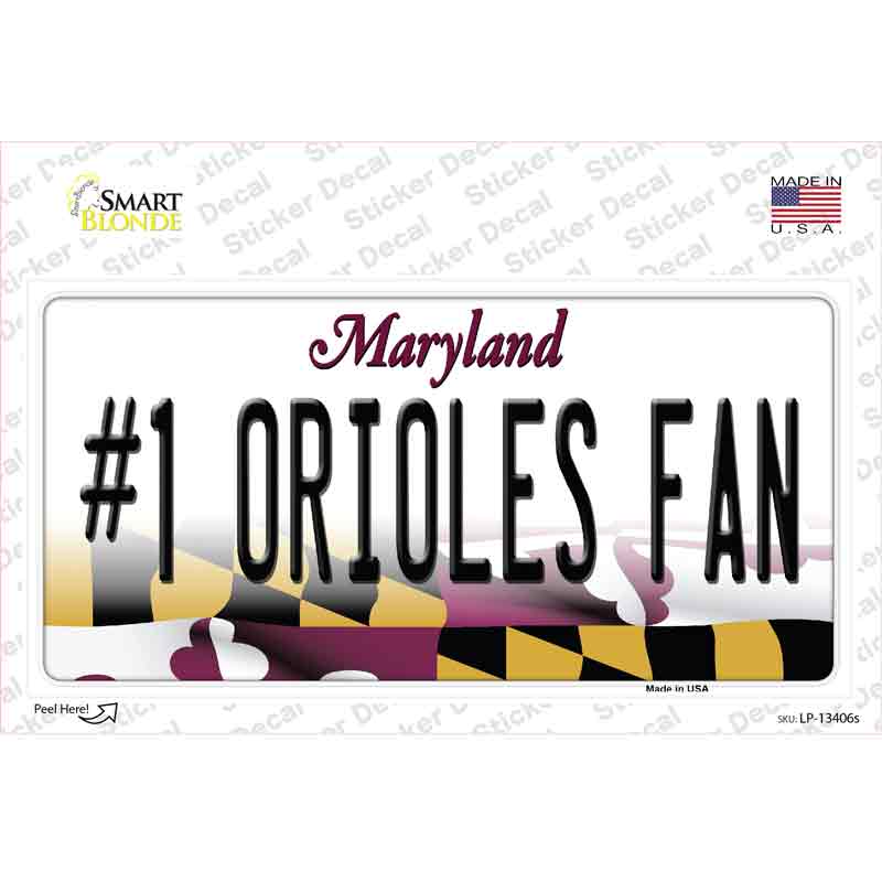 Number 1 Orioles Fan Novelty Sticker Decal Small