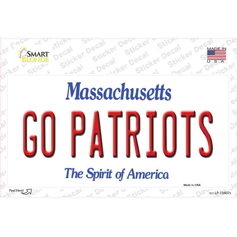 Go Patriots Novelty Sticker Decal Small