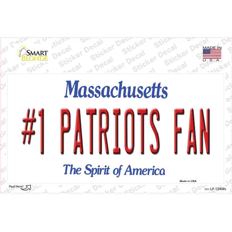 Number 1 Patriots Fan Novelty Sticker Decal Small