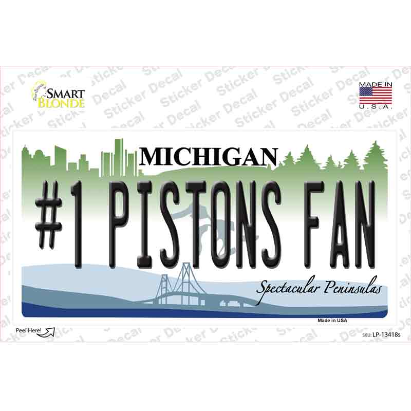 Number 1 Pistons Fan Novelty Sticker Decal Small