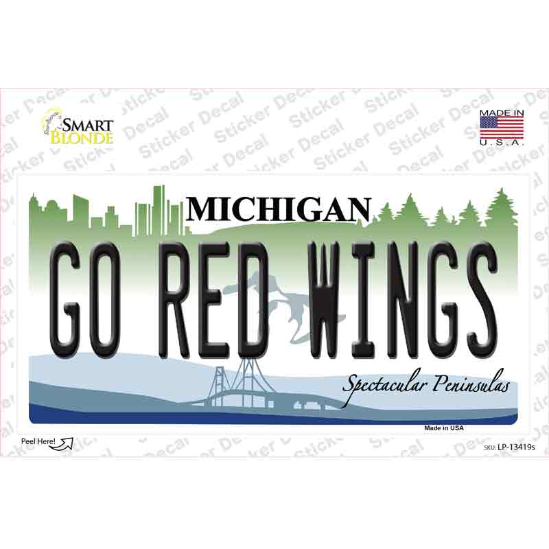 Go Red Wings Novelty Sticker Decal Small