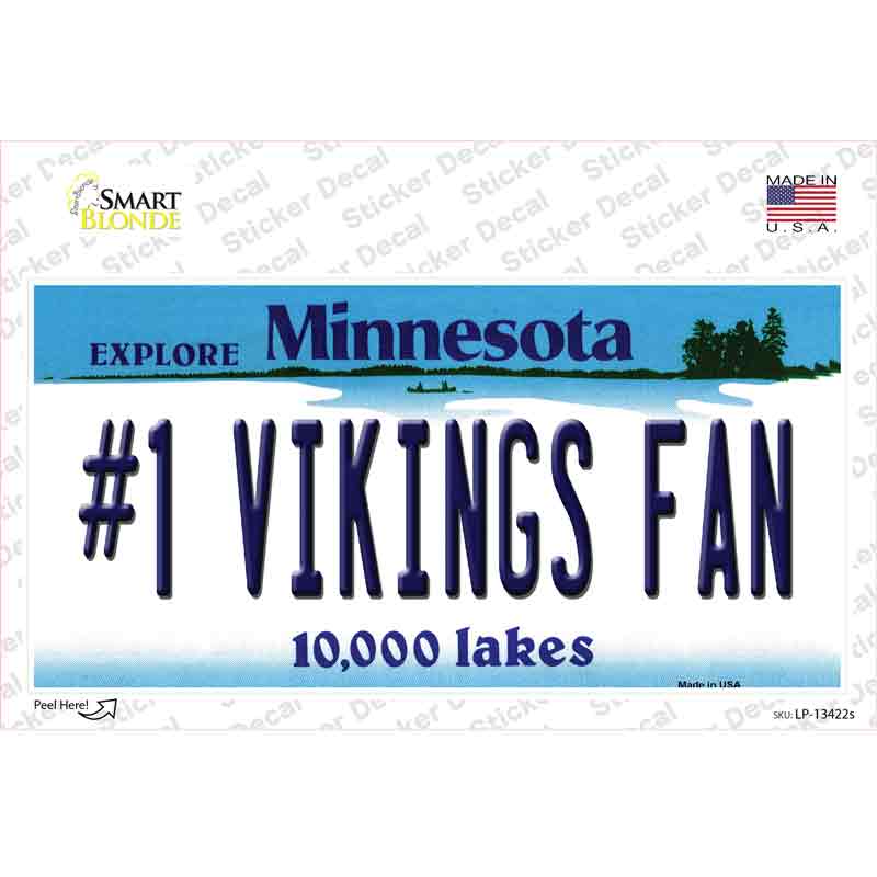 Number 1 Vikings Fan Novelty Sticker Decal Small