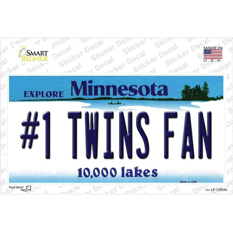 Number 1 Twins Fan Novelty Sticker Decal Small