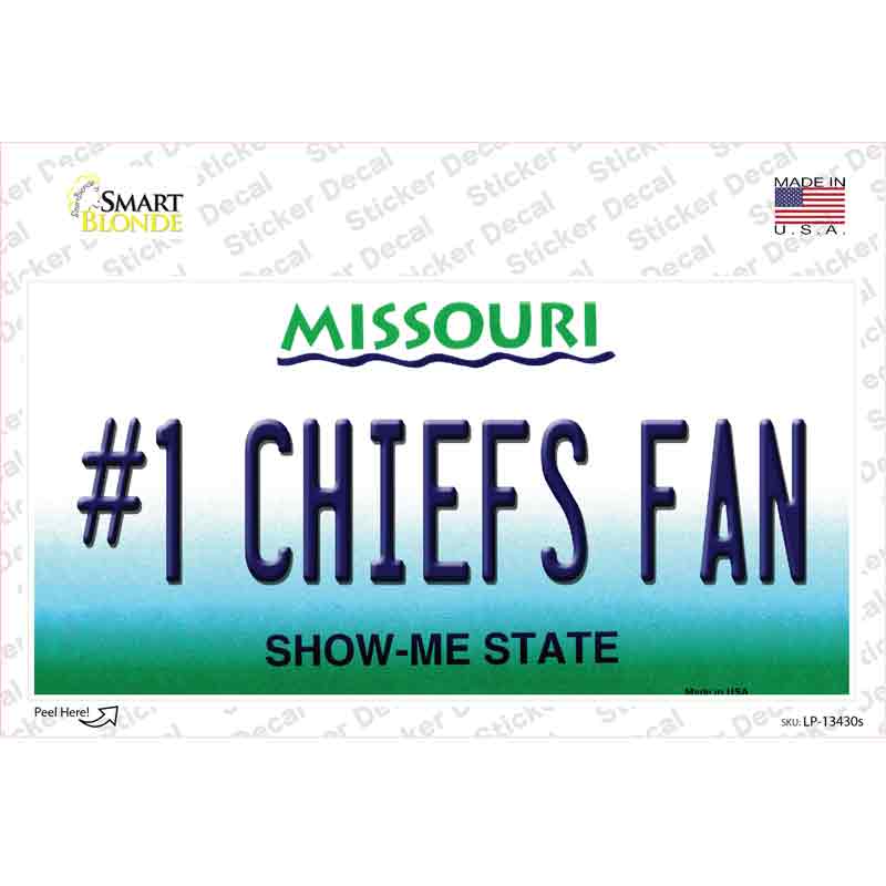 Number 1 Chiefs Fan Novelty Sticker Decal Small