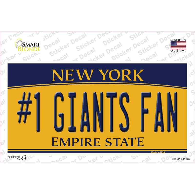 Number 1 Giants Fan New York Novelty Sticker Decal Small