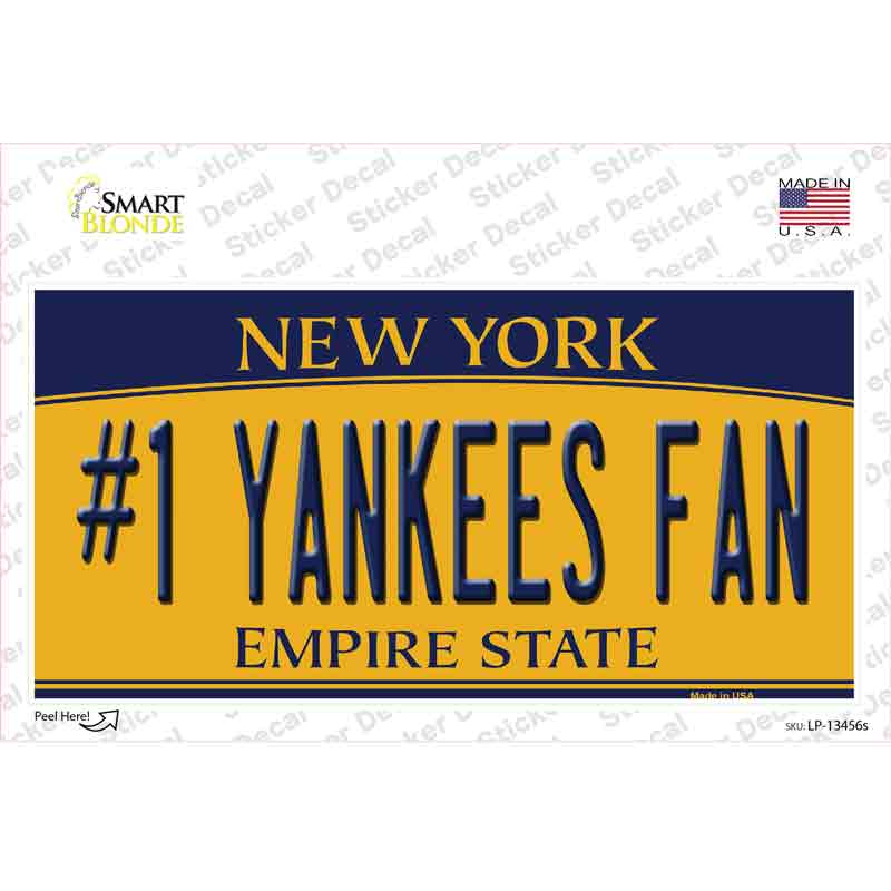 Number 1 Yankees Fan Novelty Sticker Decal Small