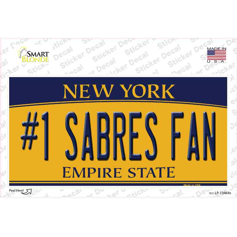 Number 1 Sabres Fan Novelty Sticker Decal Small